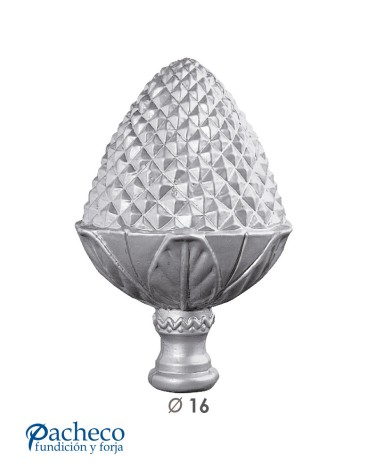 Remate de Piña de Aluminio Fundido para 16mm Redondo