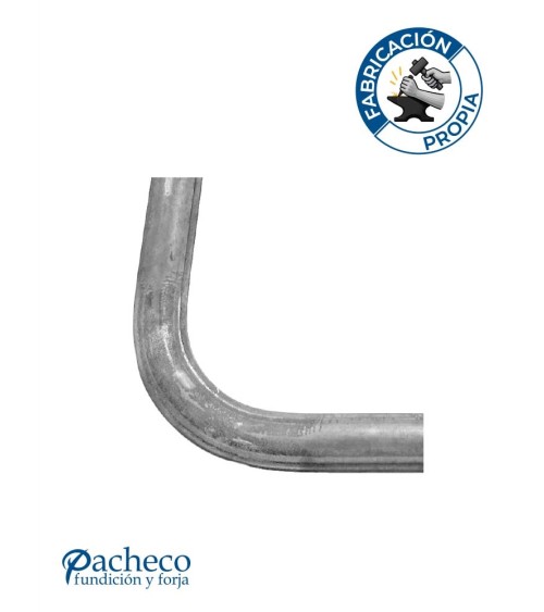Pasamanos de Forja en Curva Liso con Pliegues Media Caña A 90º 50x14 mm