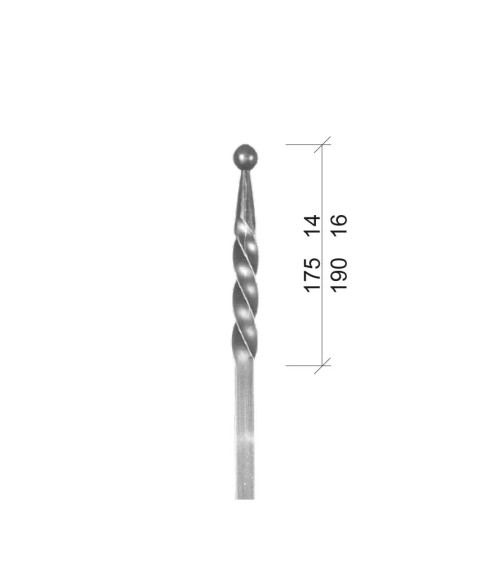 Lanza de Forja con Punta Redonda y Entorchada con Base Cuadrada 16 mm