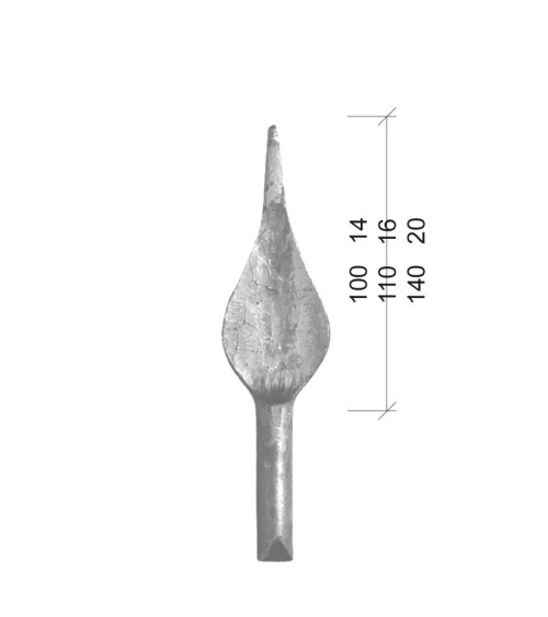 Lanza de Forja de Hoja Chafada con Base Redonda 14-16-20 mm