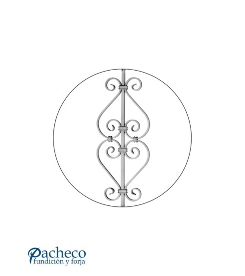 Balaustre Forjado Entorchado Doble Corazón Cuadrado 12 mm