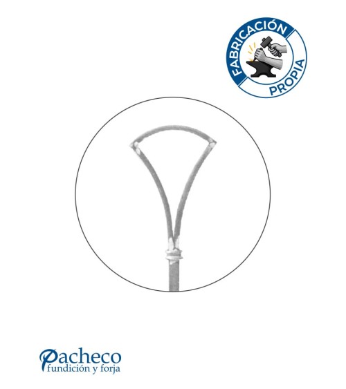 Balaustre Forjado Abanico Simple Forja Cuadrado 16 mm