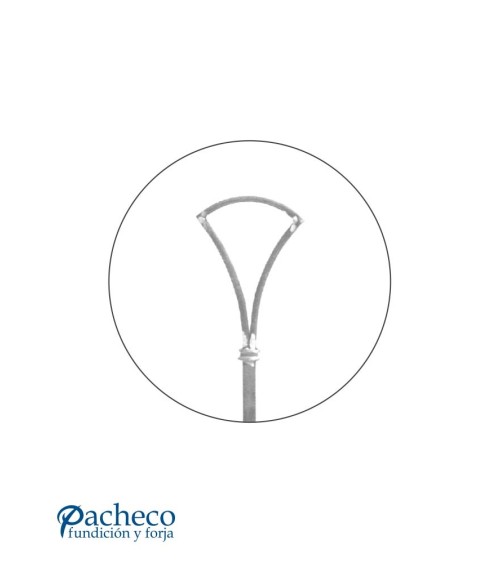 Balaustre Forjado Abanico  Macolla Central Cuadrado 16 mm