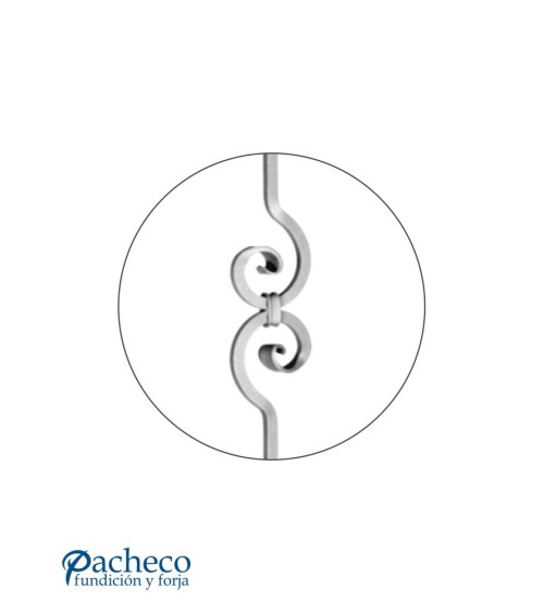 Balaustre Forjado Entorchado Adorno Espiral Cuadrado 12 mm