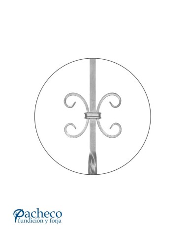 Balaustre Forjado Espiral Central y Doble Ce Cuadrado 14 mm