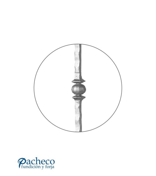 Balaustre Forjado Machado Bola Central Cuadrado 14 mm