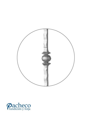 Balaustre Forjado Machado Bola Central Cuadrado 14 mm