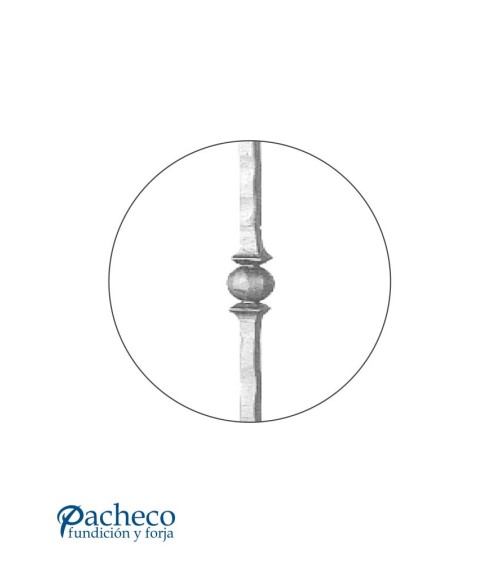 Balaustre Forjado Machado Doble Bola Cuadrado 14 mm