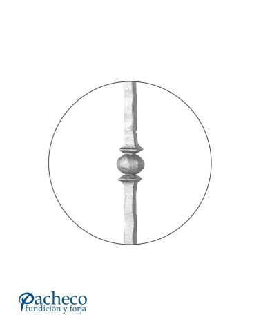 Balaustre Forjado Machado Doble Bola Cuadrado 14 mm