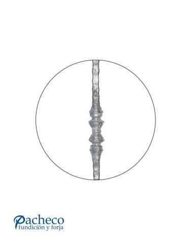 Balaustre Forjado Machado Nudo Central Cuadrado 14 mm