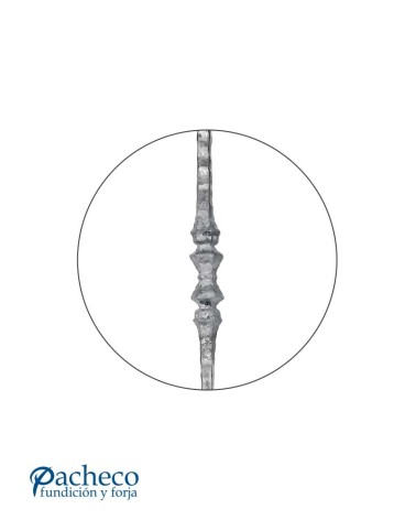 Balaustre Forjado Machado Doble Nudo Central Cuadrado 14 mm