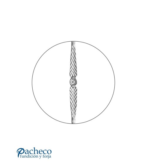 Balaustre Forjado Hoja Central Estampada Cuadrado 14 mm