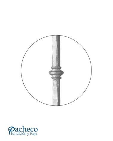 Balaustre Forjado Martillado Anillo Central Cuadrado 13-20mm