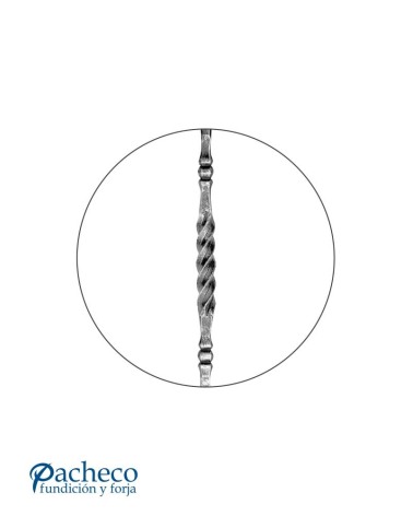 Balaustre Forjado Martillado y Rizo Central Cuadrado 16 mm