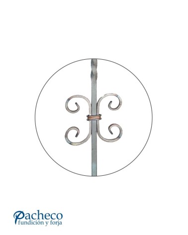 Balaustre Forjado Entorchado Doble Voluta Cuadrado 12 mm