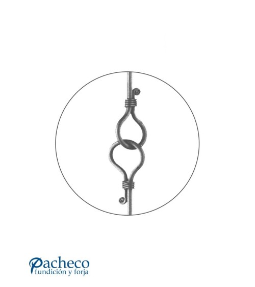 Balaustre Forjado Anillos Centrales Entrelazados Redondo 12 mm