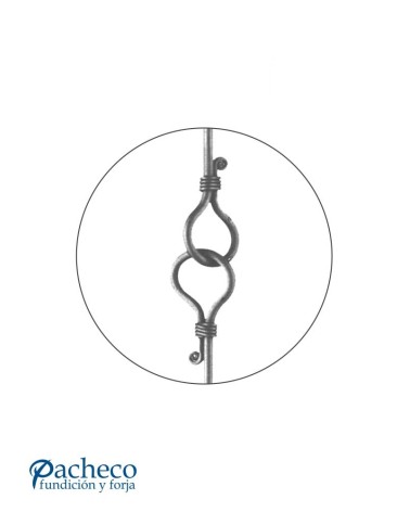 Balaustre Forjado Anillos Centrales Entrelazados Redondo 12 mm