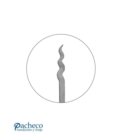 Balaustre Lanza de Forja Punta Curvilínea Entorchado Cuadrado 16 mm