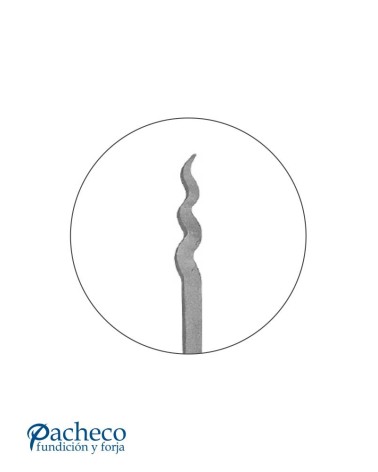 Balaustre Lanza de Forja Punta Curvilínea Entorchado Cuadrado 16 mm