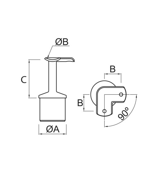 Sopore de Unión de Esquina de Poste Redondo y Pasamanos Redondo de Acero Inoxidable 316 Brillo y Satinado