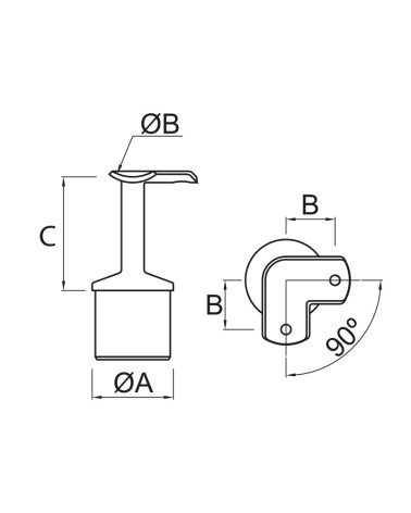 Sopore de Unión de Esquina de Poste Redondo y Pasamanos Redondo de Acero Inoxidable 316 Brillo y Satinado