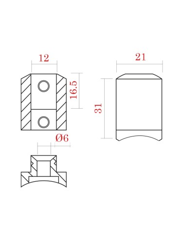 Conector de Acero Inoxidable 316 para Redondo 43 mm y Varilla Brillo y Satinado