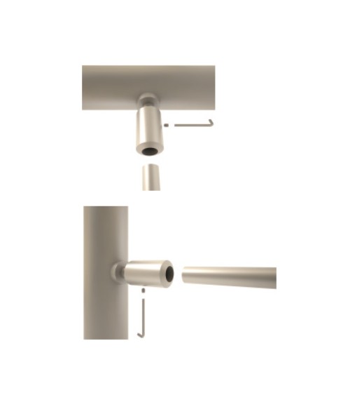 Conector de Acero Inoxidable 316 para Redondo 43 mm y Varilla Brillo y Satinado