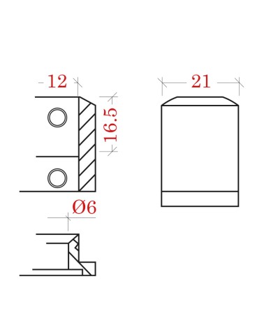 Conector de Acero Inoxidable 316 para Varillas Brillo y Satinado Redondo 12 mm
