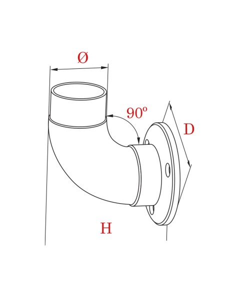 Soporte de Unión a Pared a 90º de Acero Inoxidable 316 Brillo y Satinado para Pasmanos Redondo de Inox