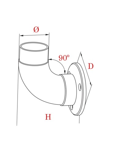 Soporte de Unión a Pared a 90º de Acero Inoxidable 316 Brillo y Satinado para Pasmanos Redondo de Inox