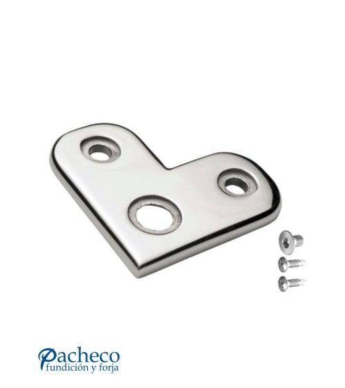 Placa Recta de Unión de Esquina para Barandilla de Acero Inoxidable 316 Brillo y Satinado