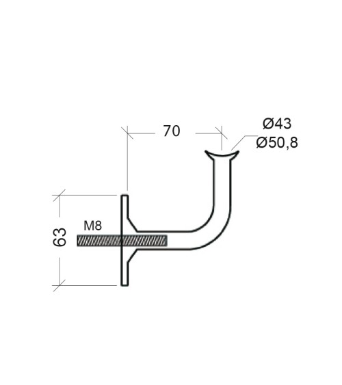 Soporte para Poste Redondo y M8 a Pared de Acero Inoxidable 316 Brillo y Satinado