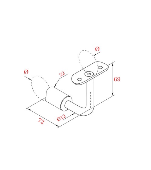 Soporte Curvo de Acero Inoxidable 316 Brillo y Satinado para colocar Pasamanos en Horizontal y en Vertical
