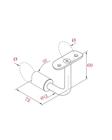 Soporte Curvo de Acero Inoxidable 316 Brillo y Satinado para colocar Pasamanos en Horizontal y en Vertical
