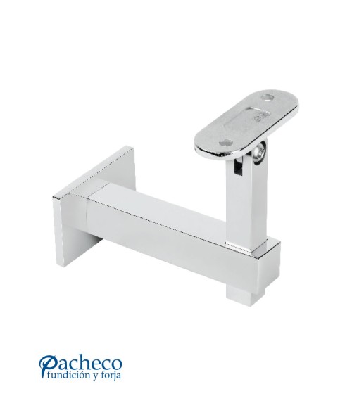 Soporte Regulable de Acero Inoxidable 316 Brillo y Satinado para Pasamanos Cuadrado y Anclaje a Pared Cuadrado