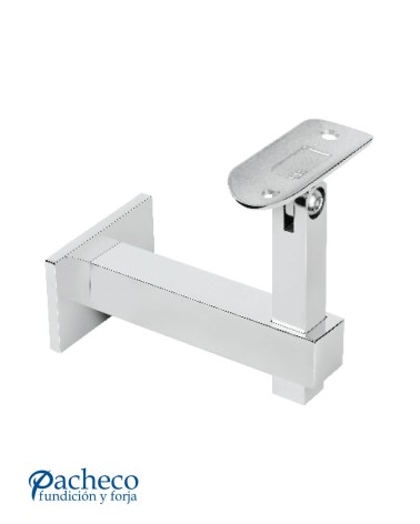 Soporte Regulable de Acero Inoxidable 316 Brillo y Satinado para Pasamanos Redondo y Anclaje a Pared Cuadrado