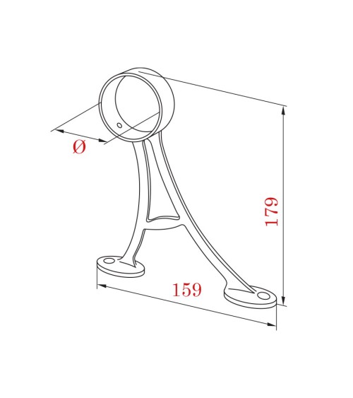 Soporte para Pasamanos Redondo y a Pared con Doble Brazo de Acero Inoxidabe 316 Brillo y Satinado