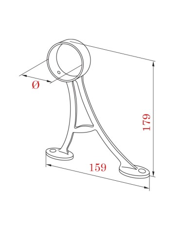 Soporte para Pasamanos Redondo y a Pared con Doble Brazo de Acero Inoxidabe 316 Brillo y Satinado