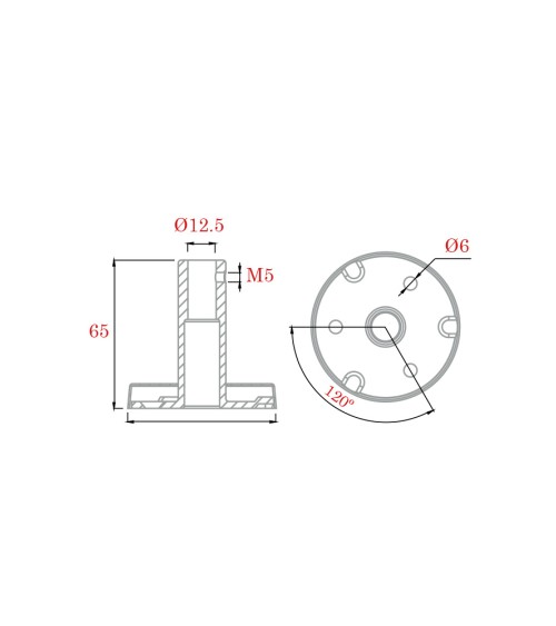 Soporte de Acero Inoxidable 316 Brillo y Satinado para Anclaje a Suelo Redondo y a Varilla Redonda