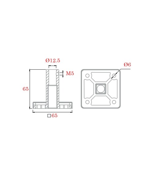 Soporte de Acero Inoxidable 316 Brillo y Satinado para Anclaje a Suelo Cuadrado y a Varilla Redonda
