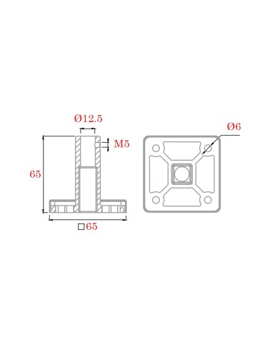 Soporte de Acero Inoxidable 316 Brillo y Satinado para Anclaje a Suelo Cuadrado y a Varilla Redonda