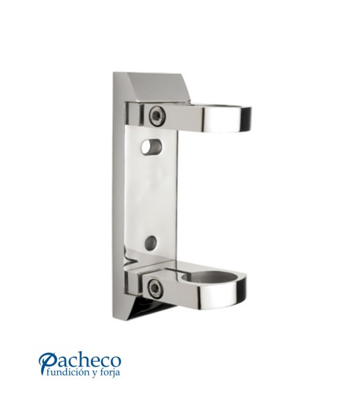 Soporte Rectangular de Acero Inoxidable 316 Brillo y Satinado a Pared para Sujección Doble de Poste Redondo