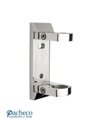 Soporte Rectangular de Acero Inoxidable 316 Brillo y Satinado a Pared para Sujección Doble de Poste Redondo