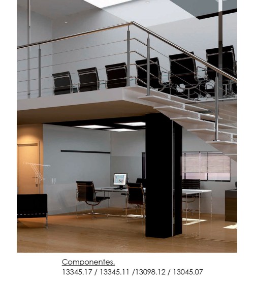 Soporte Rectangular de Acero Inoxidable 316 Brillo y Satinado a Pared para Sujección Doble de Poste Redondo