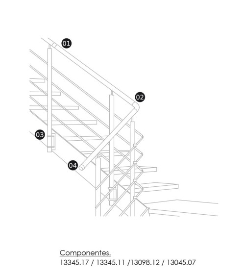 Soporte Rectangular de Acero Inoxidable 316 Brillo y Satinado a Pared para Sujección Doble de Poste Redondo