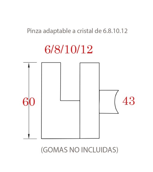 Pinza Redonda en Acero Inoxidable 316 Brillo y Satinado Esquinera para Redondo 43 mm