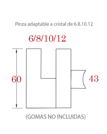 Pinza Redonda en Acero Inoxidable 316 Satinado Esquinera para Redondo 43 mm