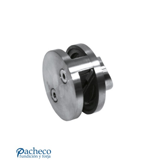 Pinza Redonda en Acero Inoxidable 316 Satinado Unión de Dos Cristales para Barandillas  para Redondo 43 mm