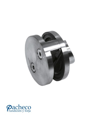 Pinza Redonda en Acero Inoxidable 316 Satinado Unión de Dos Cristales para Barandillas  para Redondo 43 mm