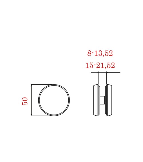 Pinza Redonda en Acero Inoxidable 316 Brillo y Satinado para Fijación de Cristales en Barandillas